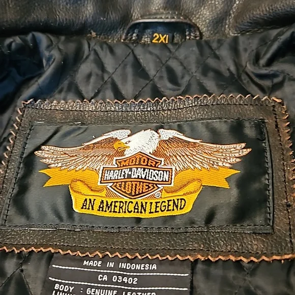 Harley Davidson Mens Brown Leather Jacket with lining. - Picture 2 of 5